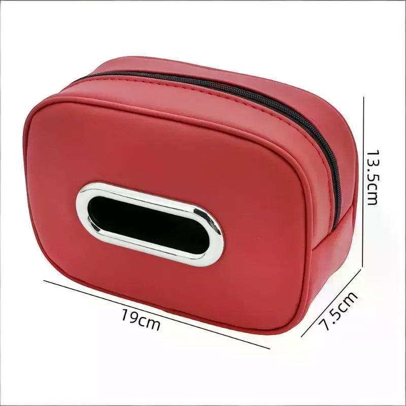 Nappa Leather Car Tissue Box Holder Sun Visor Backseat Center Console Napkin Storage Case