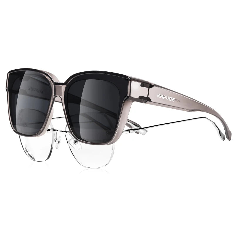Kapvoe Fitover Sunglasses Polarized Oversized Driving Shades Square Over Sunglasses Men Cycling Glasses Fishing Bicycle Goggles