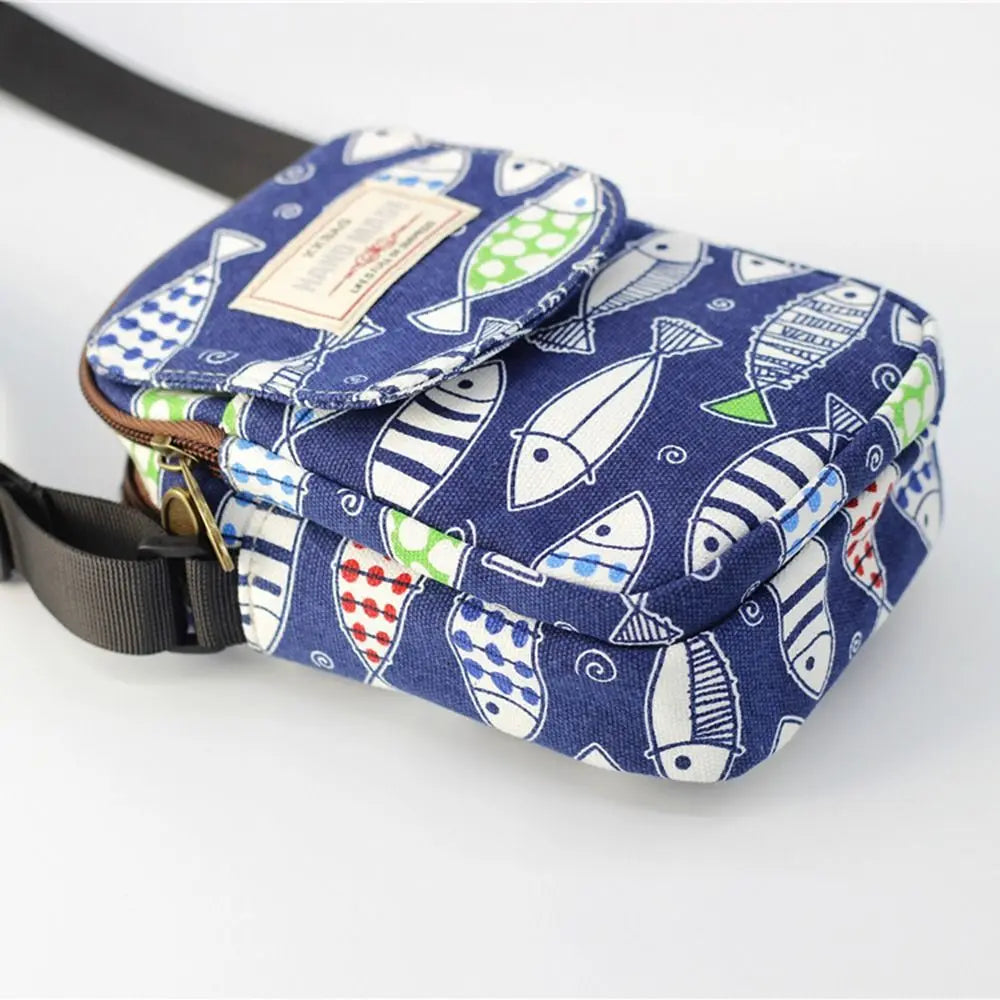 Cartoon Printed Shoulder Handbag Oxford Cloth Square Crossbody Messenger Bags Large Capacity Cosmetic Bag