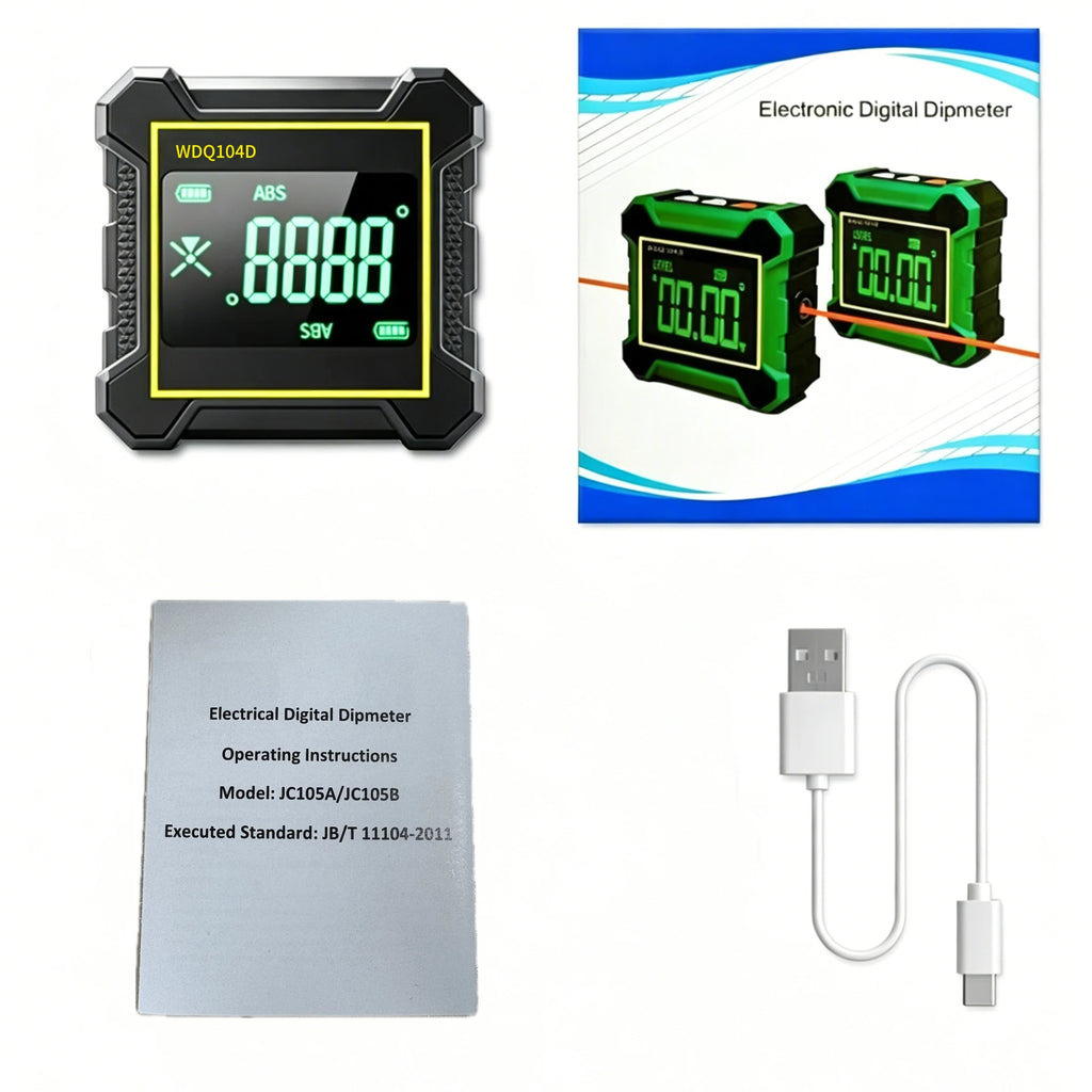 4-Side Strong Magnetic 360° Digital Laser Angle Gauge Inclinometer Portable Level Ruler for Construction High Precision Box