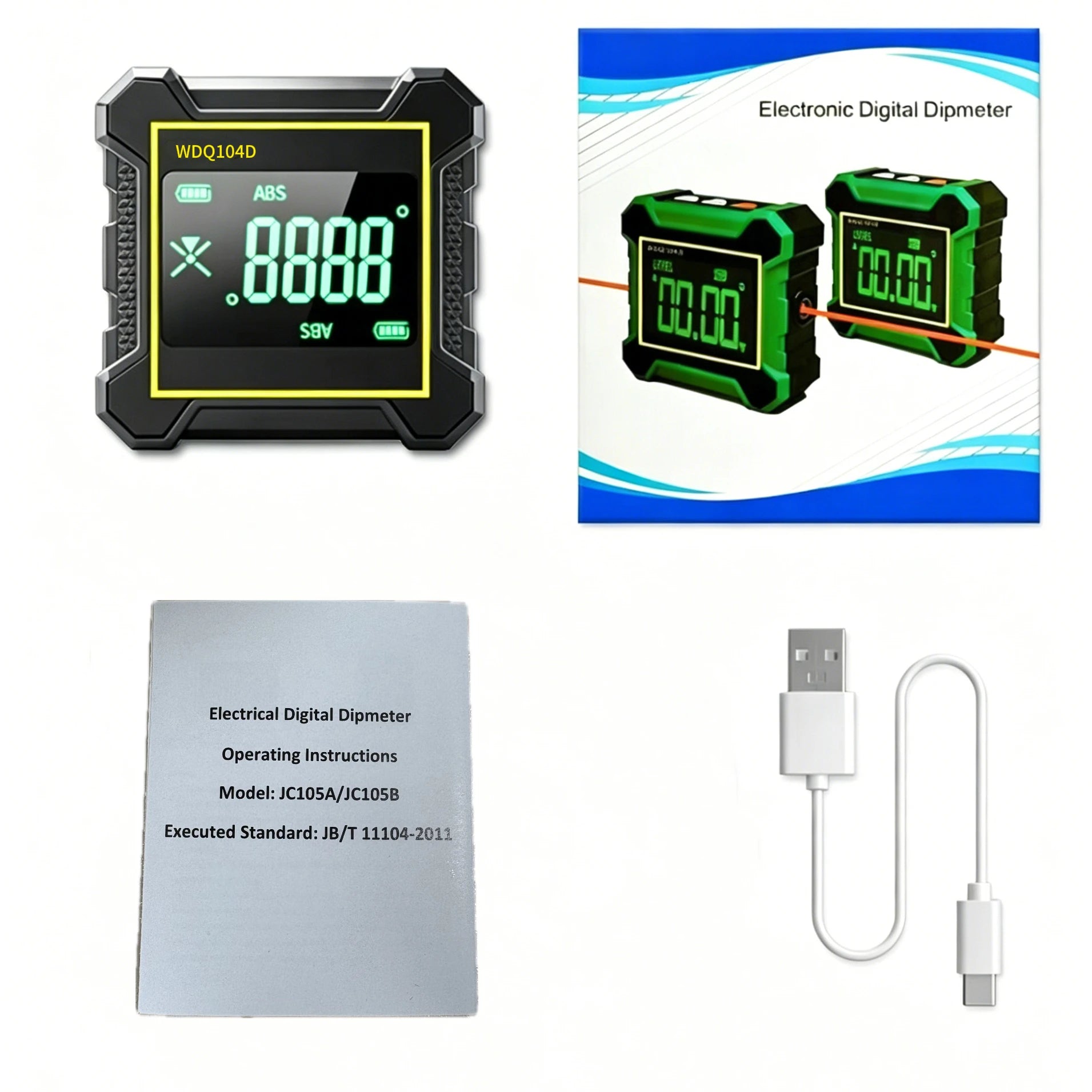 4-Side Strong Magnetic 360° Digital Laser Angle Gauge Inclinometer Portable Level Ruler for Construction High Precision Box