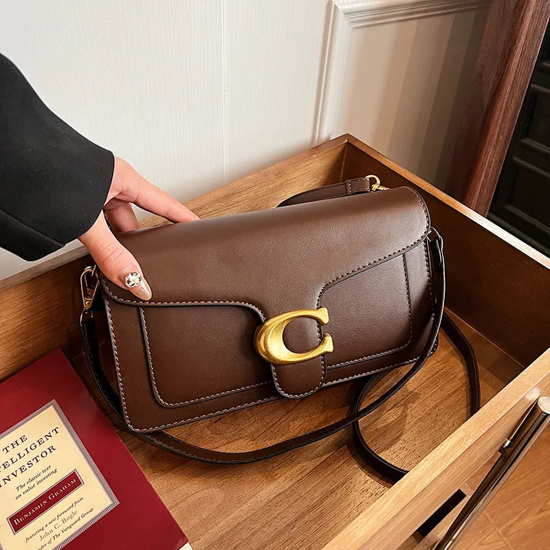 2025 autumn new niche bag women's high-end texture solid color simple and versatile small square bag classic retro shoulder bag