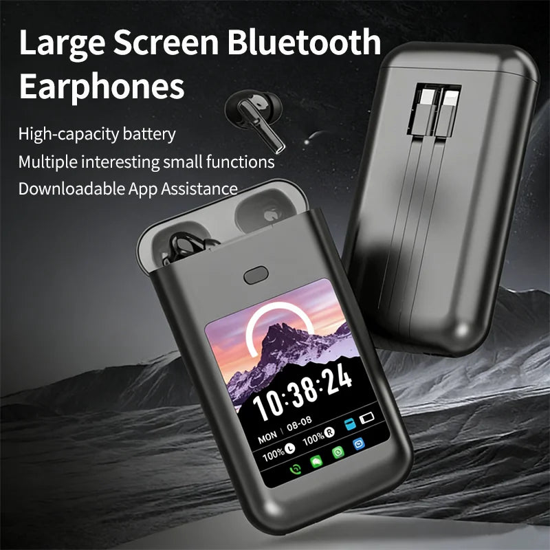 Large Screen Bluetooth Earphone High-capacity Battery Multi-functional Charge The Phone Downloadable APP AI Translation Headset