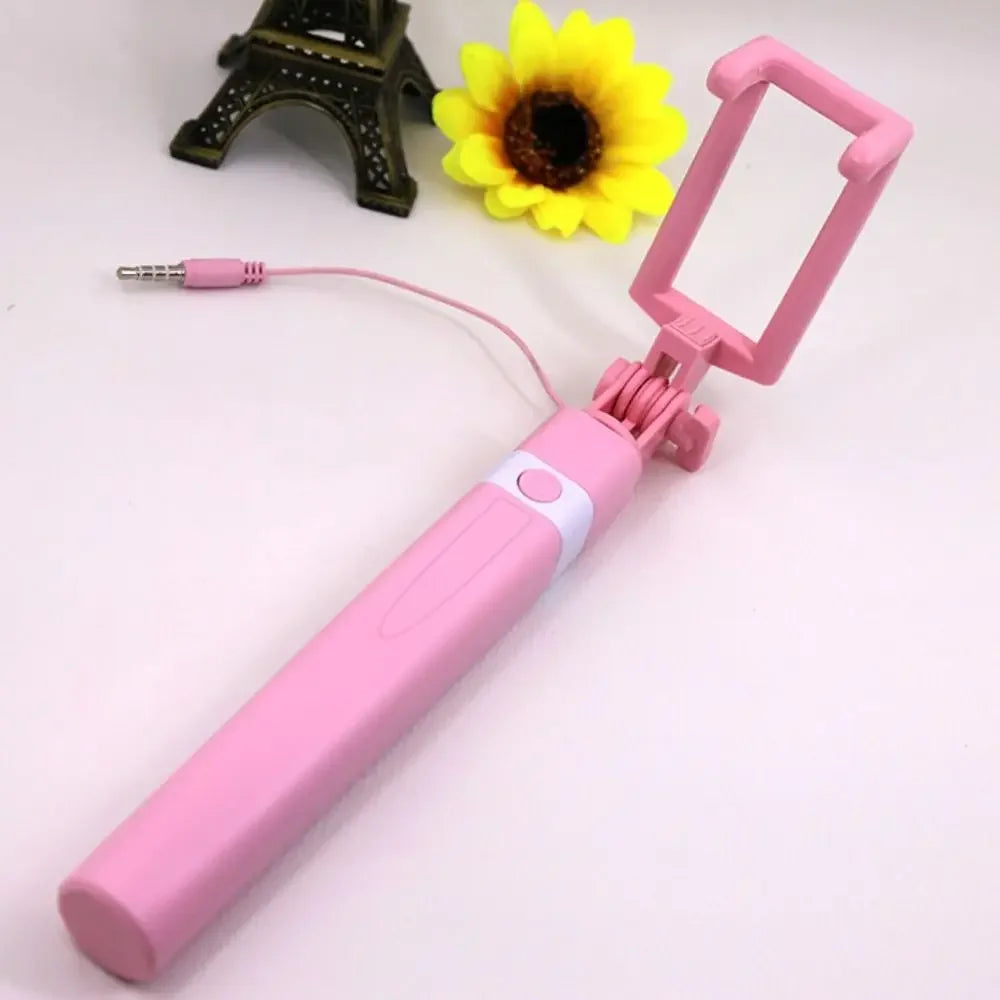 3.5mm Plug Mini Wire Controlled Selfie Stick Type-C Plug Retractable Portable Handheld Selfie Stick Mini Portable