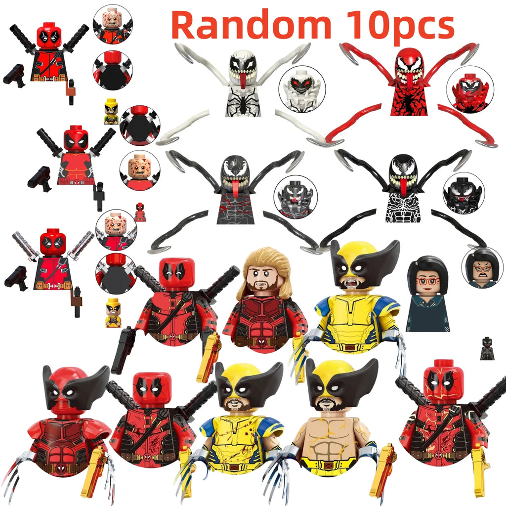 Blind Box Mini Building Blocks TV6203 Figures Big Goblin Spiderman Iron Man Venom Captain Hawk Deadpool Armor Christmas Gift Toy