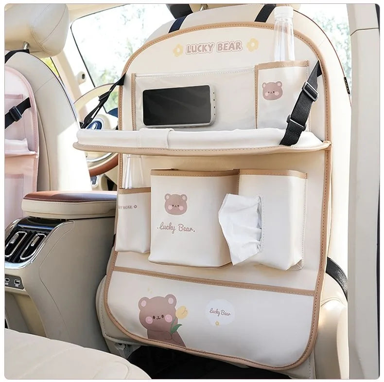 Car Seat Back Organizer - Rear Hanging Storage Bag, Backseat Table Tray, Vehicle Mounted Desk Board