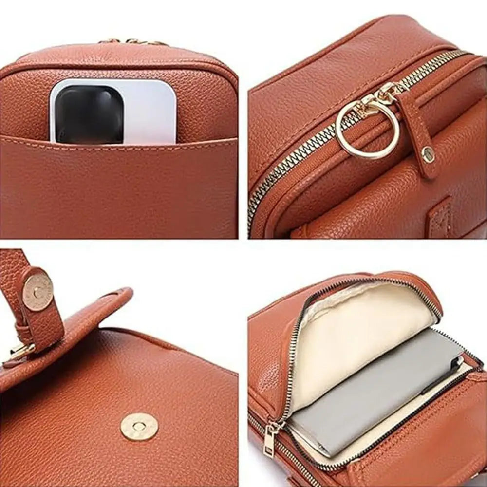 Leather Women Messenger Bag Large Capacity Anti-theft Crossbody Leather Bag Vintage with Adjustable Removable Strap