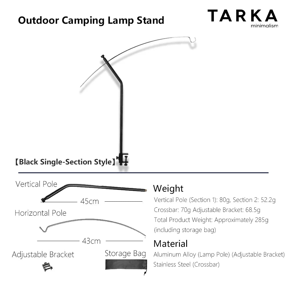 TARKA Detachable Lantern Stand Adjustable Ultralight Light Tabletop Outdoor Portable Light Holder Camping Table Lamp Rack Access