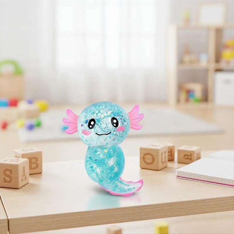 [J]Glitter Stress Relief Decompression Axolotl Toy Cute Malt Sugar Squeeze Fidget Toy For Adults Kids Adults Birthday Party Gift