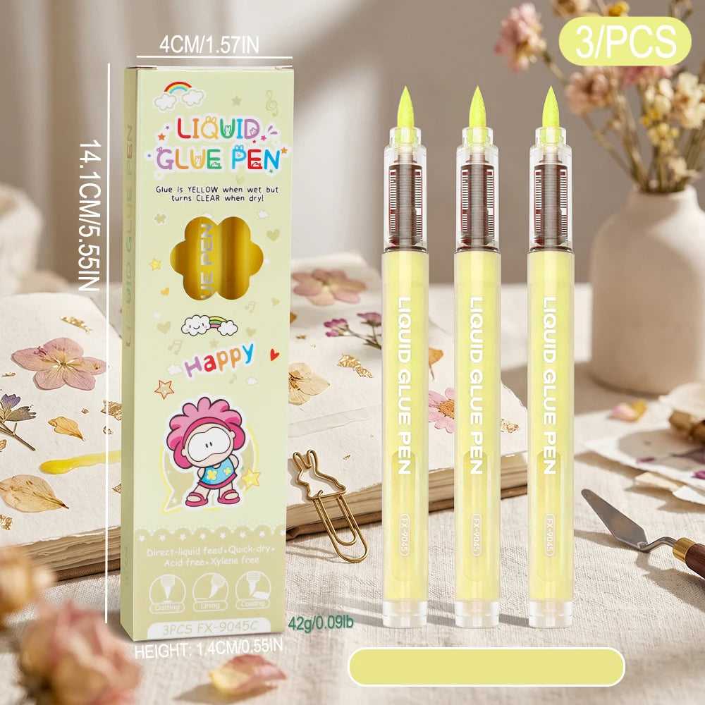 Cute Cartoon Liquid Glue Pen Quick Dry Invisible Fine Tip Adhesive Pen DIY Scrapbooking Craft Journal  Office School Stationery