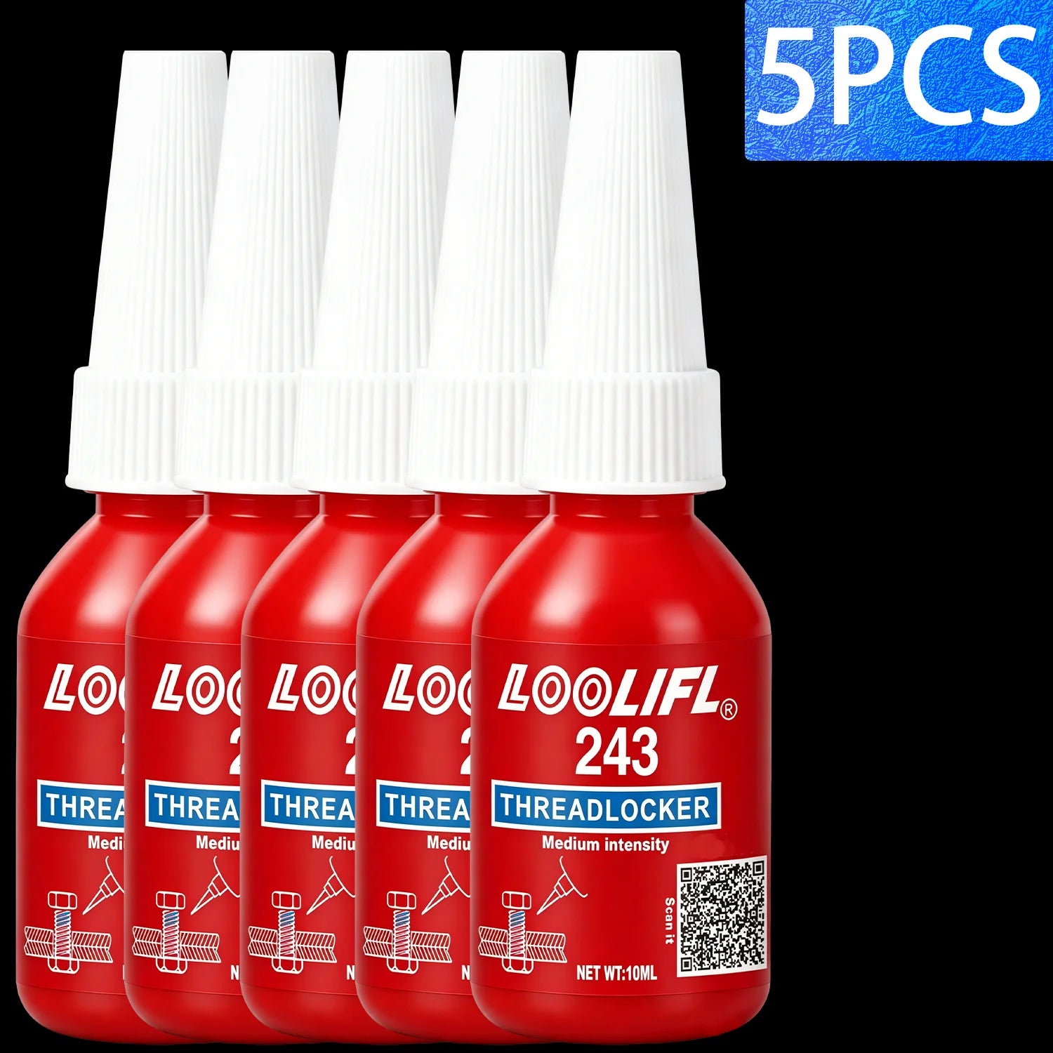 LOOLIFL 271 Red Thread Locker High Strength Removable Screw Lock Glue, Anti-Vibration Anti-Rust Sealant Metal Fasteners Bolts