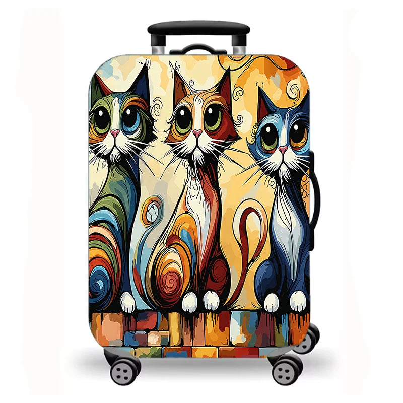 Luggage Cover, Cute Cartoon Cat Kitten Paw Print Stretch Suitcase Protector, Washable Anti-Scratch Travel Baggage Cover