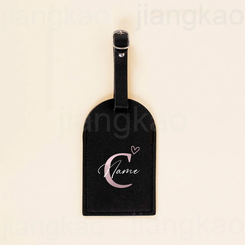 Personalized Letter with Name Monogram Luggage Tags Leather for Suitcase Baggage Handbag Tag Custom Travel Bag Label Best Gift