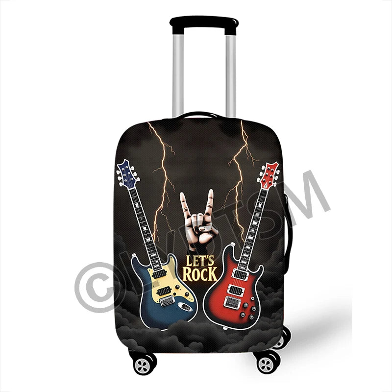 Musical Notes Luggage Cover Rock Guitar Piano Drum Graphic Suitcase Covers Elastic Trolley Case Protective Cover for Travel