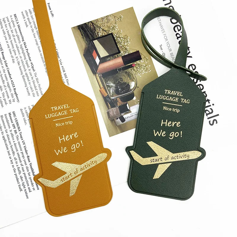 Hot Stamping Airplane Luggage Tag - PU Leather Travel Baggage Identifier with Contact Info Card