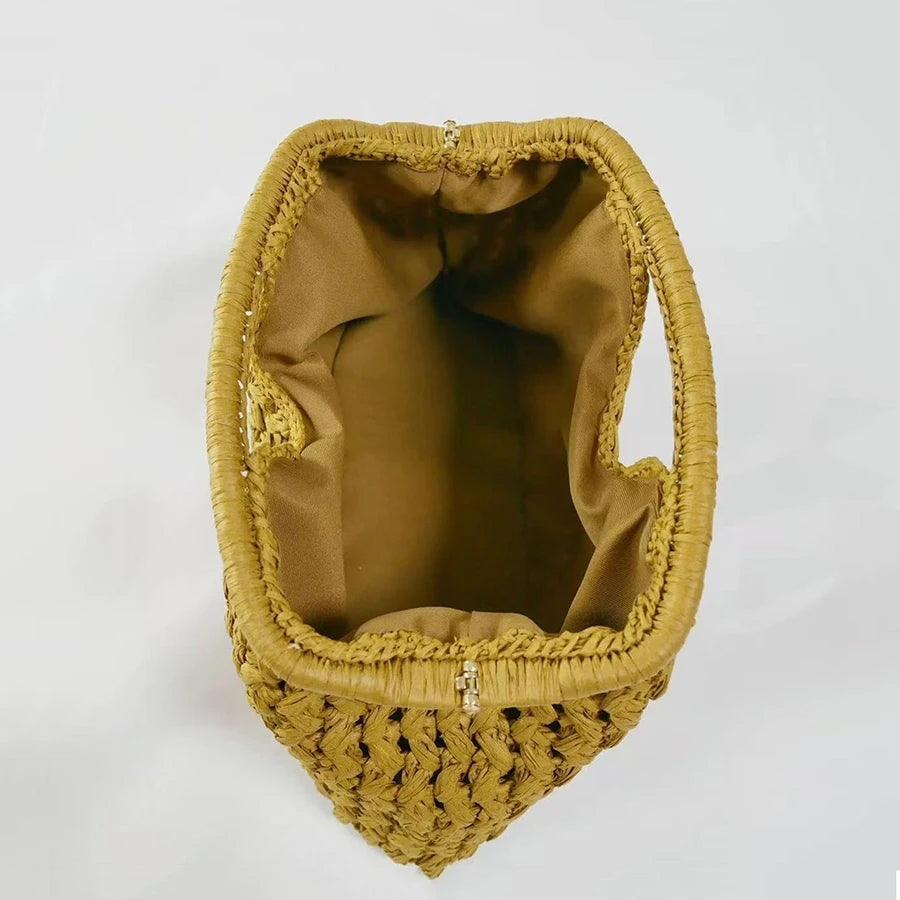 New Summer Beach Bag for Women Clutch Bag Luxury Designer Straw Bags Tote Handbag Fashion Woven Rattan Bags Female Travel Purse
