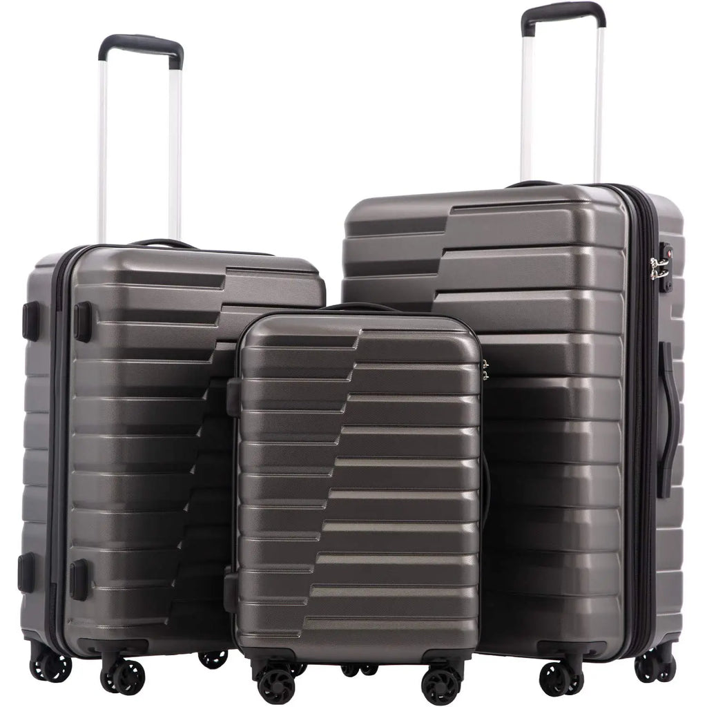 3 Piece Lightweight Expandable Hard Shell Luggage Set Large Checked Suitcase with Spinner Wheels, Customized