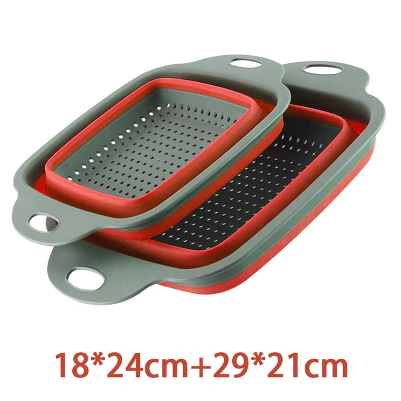 Silicone Folding Drainer Basket Portable Kitchen Strainer Fruit Vegetable Washing Folding Drainer Kitchenware Drain Device