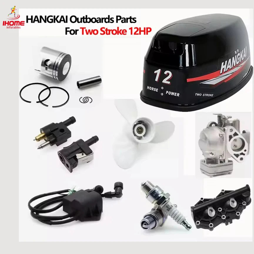 HANGAKI Outboard Motor Parts for 2-Stroke 12 HP Outboards Accessory Marine Engine Throttle Cable Propeller Spark Plug Gear