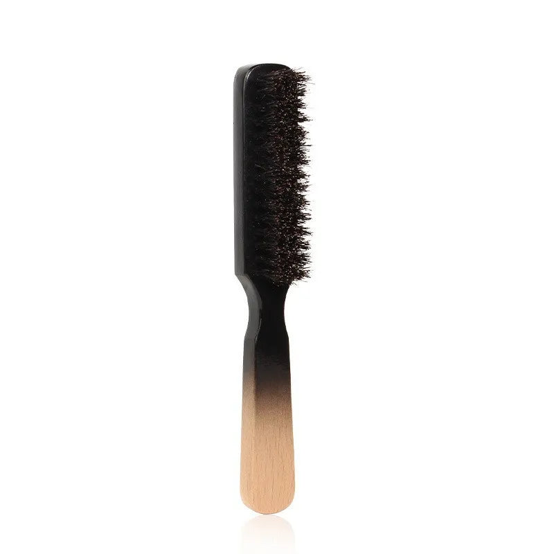 Hair Brush Wood Handle Boar Bristle Beard Comb Styling Detangling Straighten Brown Boar Bristles Massage Comb