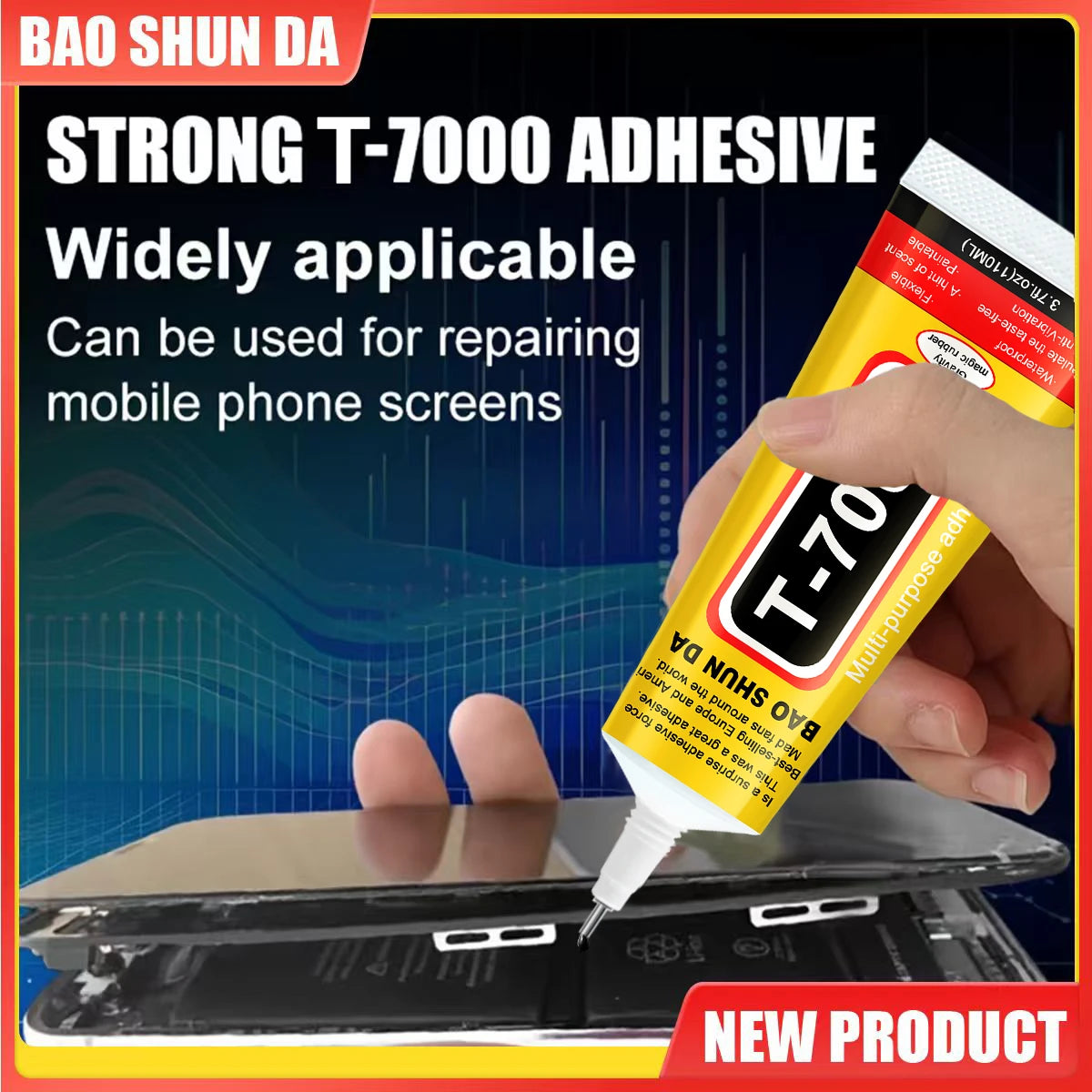 T7000 Electronic Component Repair Glue High-Strength Black Cellphone Tablet DIY Adhesive, T-7000 Super Strong Liquid Adhesive