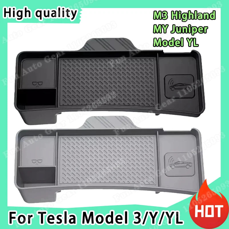 For Tesla Model YL/Model 3 Highland/Model Y Juniper 2025+ High Quality Durable Silicone Console Phone ETC Storage Tray Organizer
