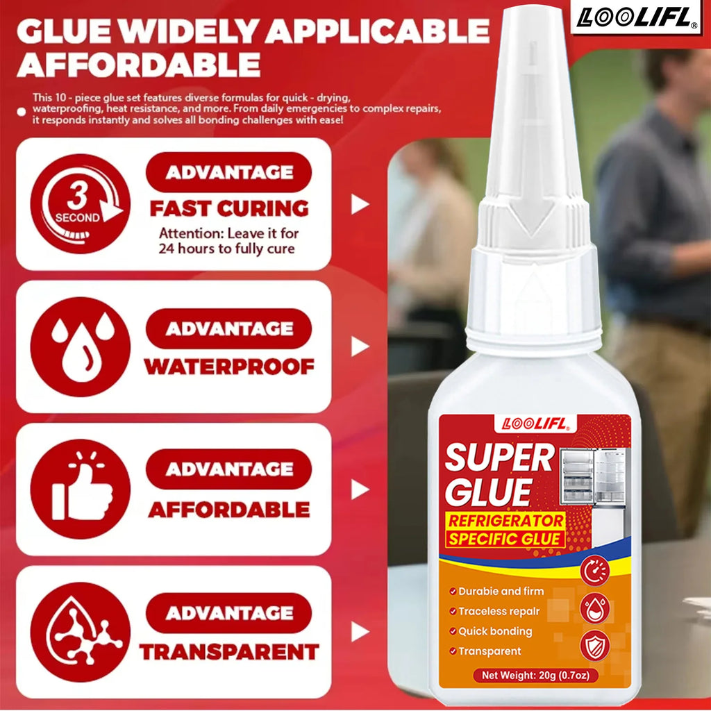 1-10PCS Super Glue Super Strong Adhesive, Suitable for Instant Transparent Adhesive of Plastics, Metals, Wood, Crafts, Glass, Ce