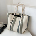 Korean Style Large Capacity Women's Shoulder Bag 2025 New Simple Vertical Stripes Casual Tote Bag Fashion Handbag