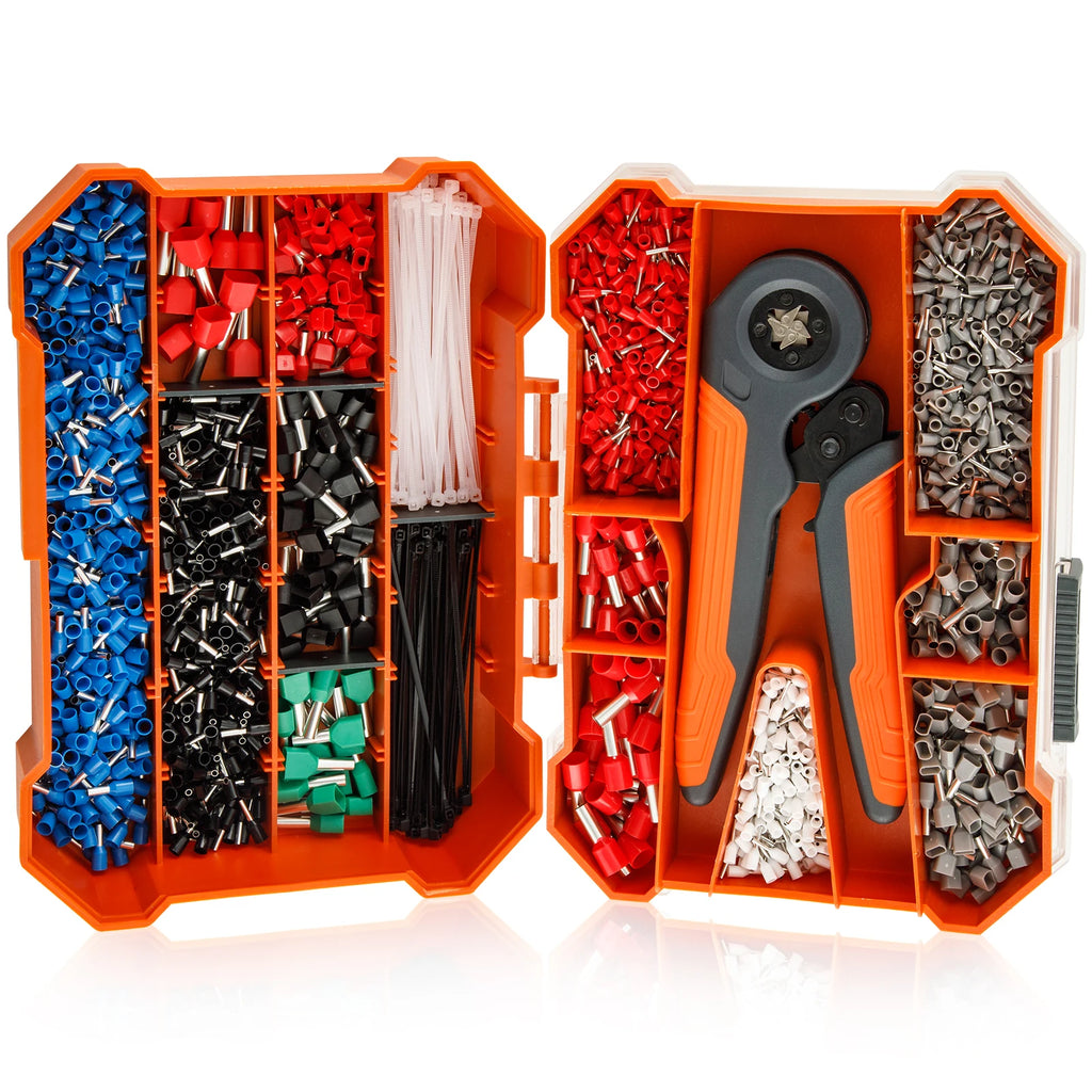 Ferrule Crimping Tool Kit , Ratchet Pliers  with Wire End Ferrule Terminals, Quadrilateral Wire Crimp Pliers with Crimp