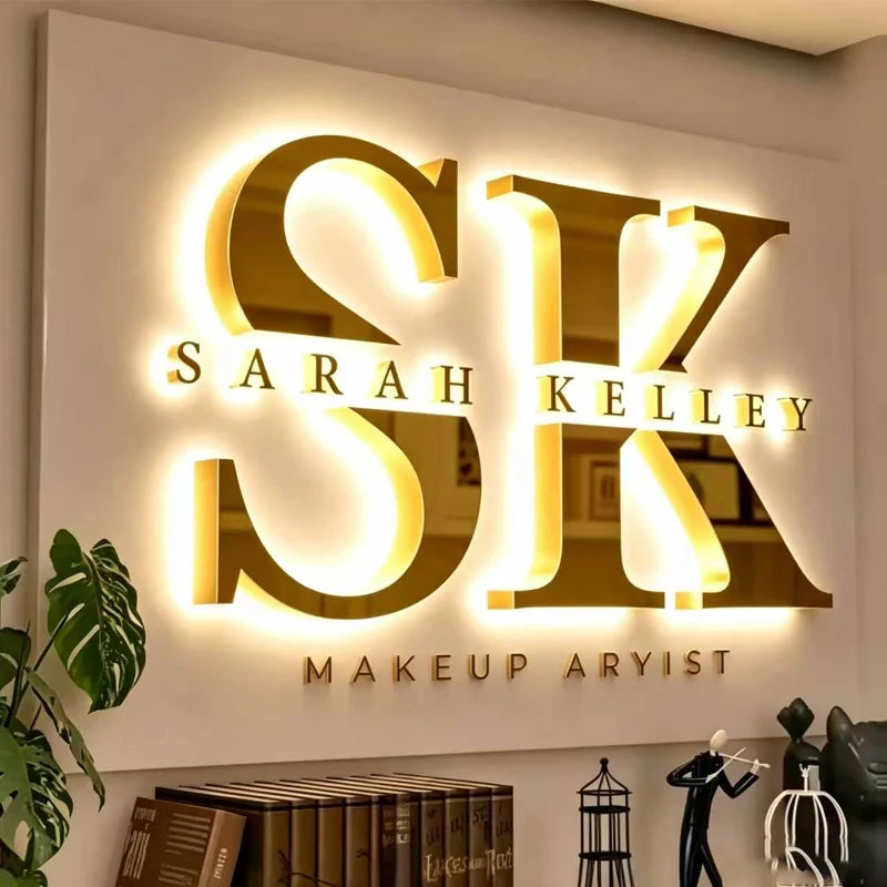 Custom Business Logo Backlit Metal Sign LED Letter for Personalized Brand Beauty Salon Spa Clinic Outdoor Shop Signage CE/UL