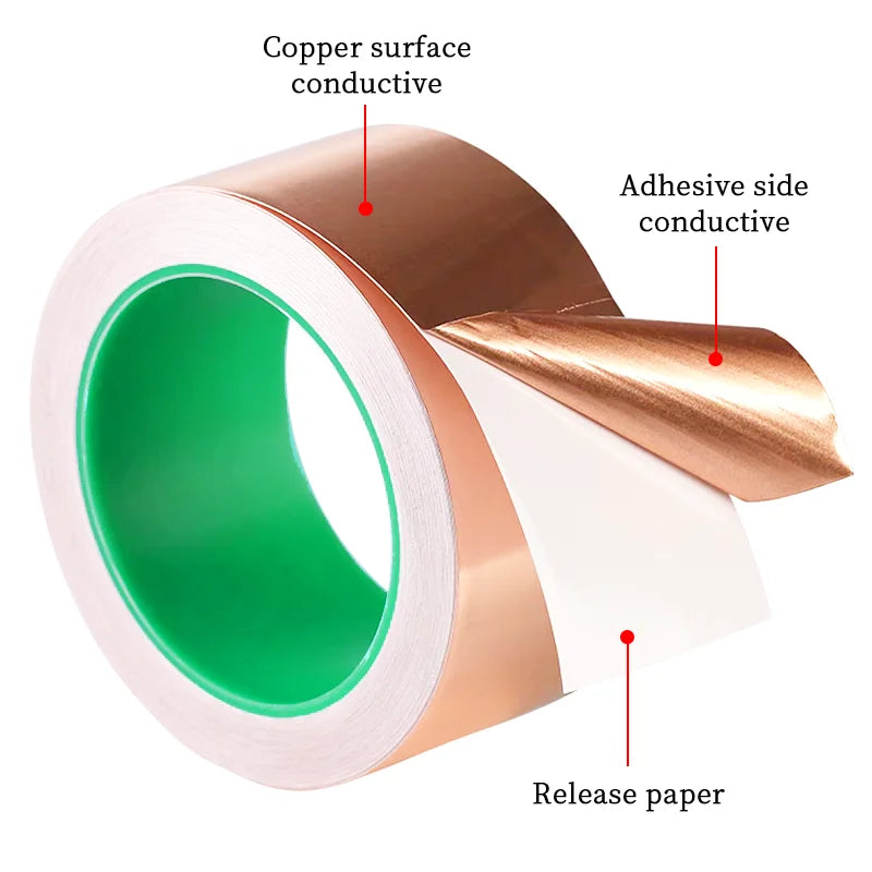DIY Copper Foil Tape With Double-Sided Conductive Adhesive EMIAnti-static Repair Adhesive Tape Circuit Electrical Repair Tapes