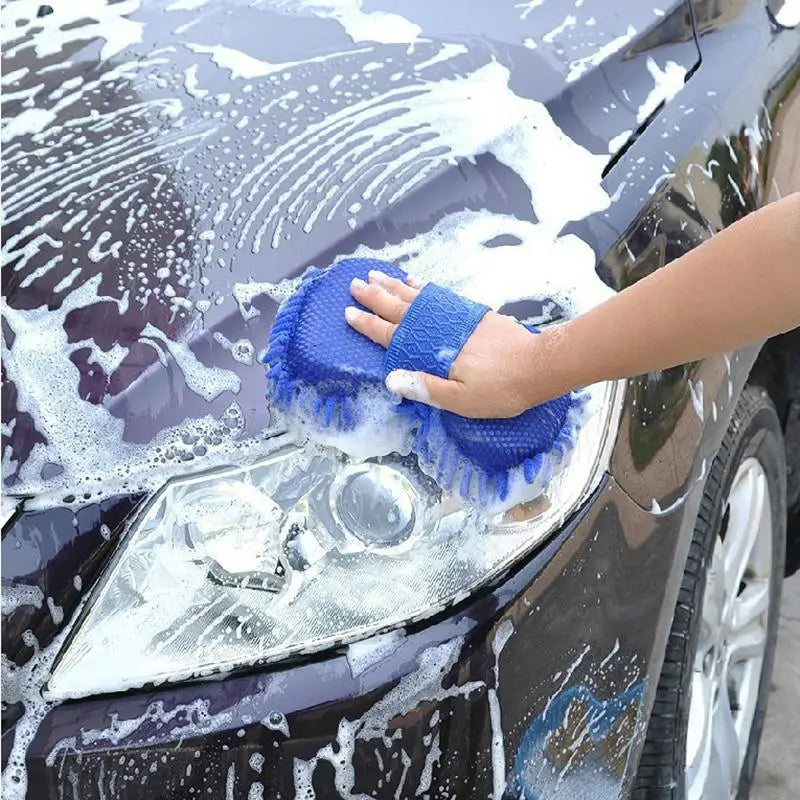 Car Wash Gloves and Towels Microfiber Chenille Soft Absorbent Set for Vehicle Interior Exterior Cleaning Tasks
