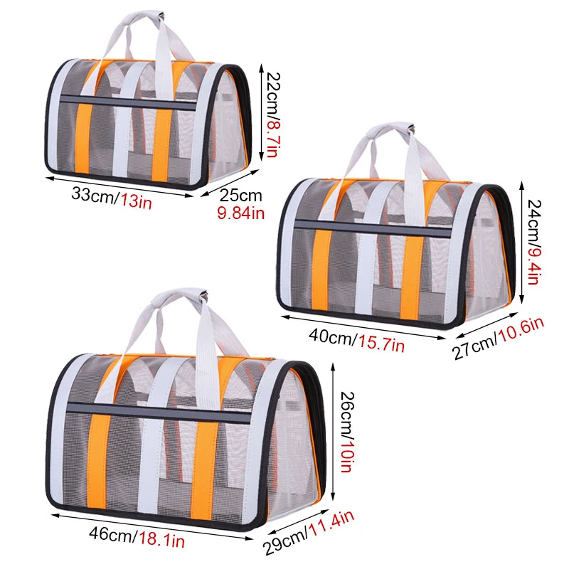 Pet Carrying Bag Outing Portable Cat Dogs Handbag Foldable Small to Medium Dog Cage Mesh Handbag