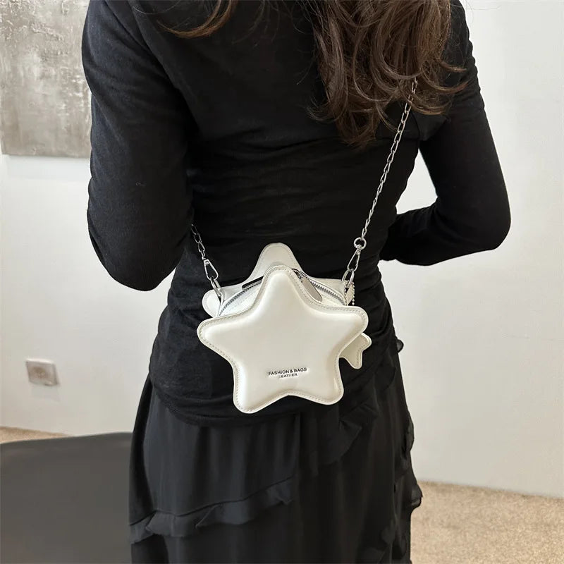 Fashion Star Shoulder Bags for Women Pu Leather Female Chain Crossbody Bag Lovely Mini Ladies Handbags Simple Letter Purse