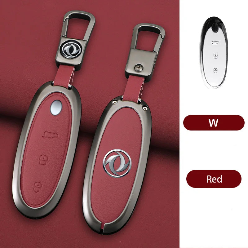 3 Buttons Zinc Alloy + Leather Car Key Case Cover Shell Skin Holder For 2024 Dongfeng NAMMI 01 new Energy Remote Key Protection