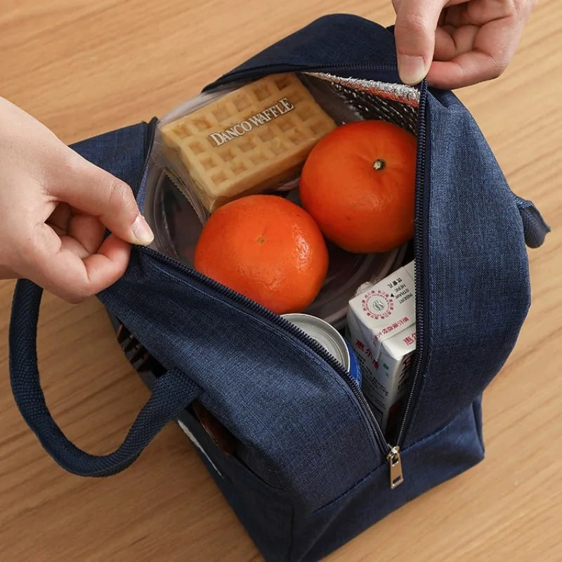 Insulated Lunch Bag Oxford Cloth Lunch Bag Insulated Lunch Box Bag with Leakproof Aluminium Foil Lining Mouth Zipper for Commute