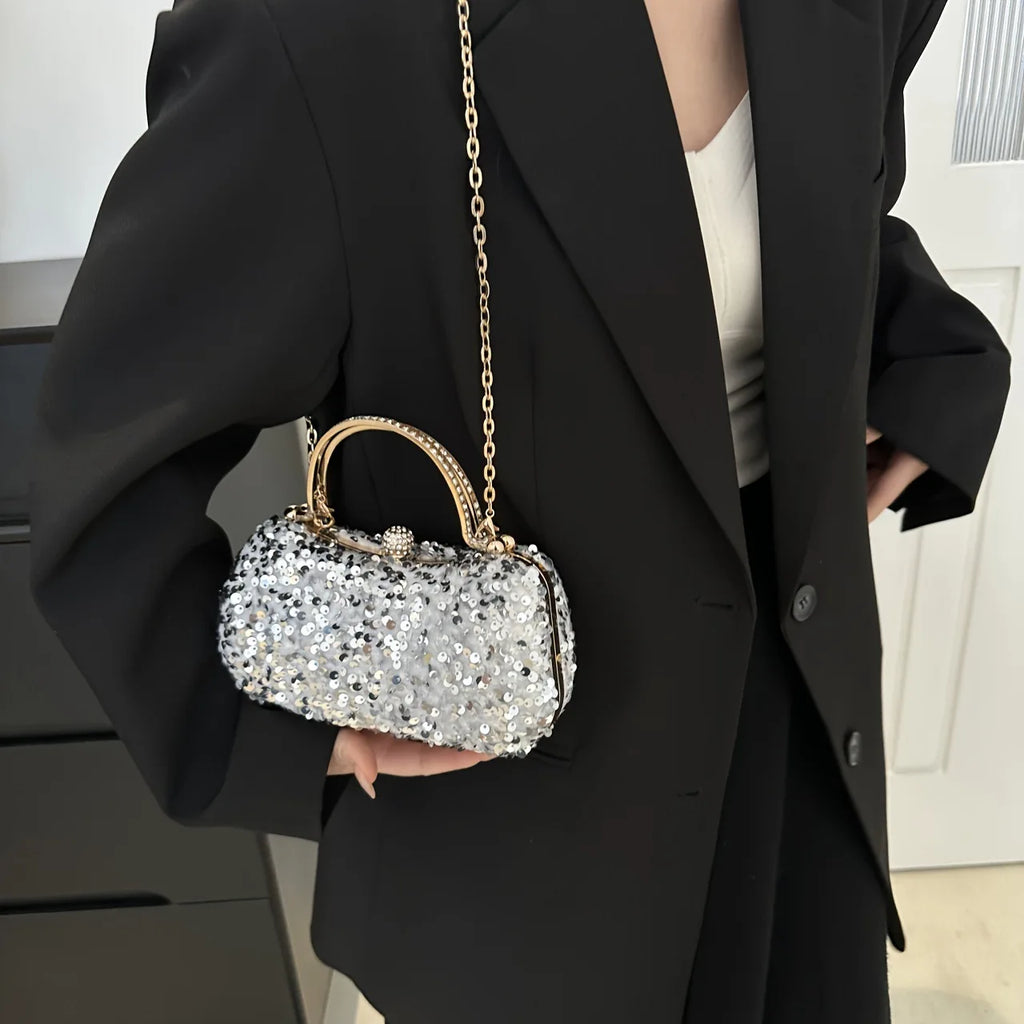 Beaded Sequin Gold Diamond Dinner Bag Women's Handmade Fashion Party Banquet Dress Portable Shiny Rhinestone Handbag Sac Mariage