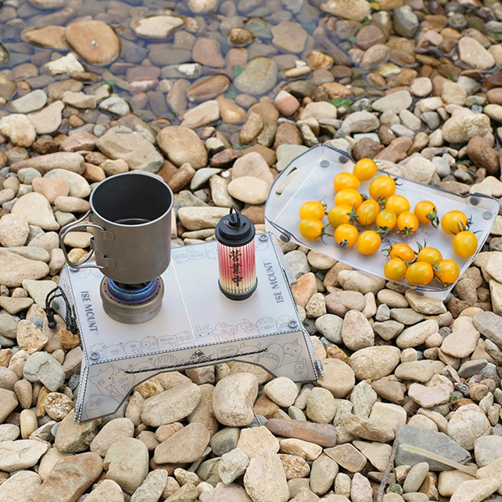 Folding Camping Table Ultralight Foldable Camping Tray Portable Small Backpacking Table Multifunctional for Camping Hiking