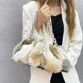 Luxury Mink Leather Bag Women's Retro Cloud Cross Bag Mobile Bag Design Clutch Clip Bag Fur 2022 New Winter Women's Handbag