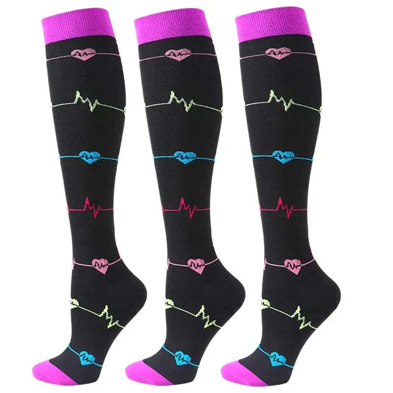 Unisex Compression Socks for Men and Women Medical Diabetes Varicose Veins Sports Socks for Running Cycling Travel Flight Yoga