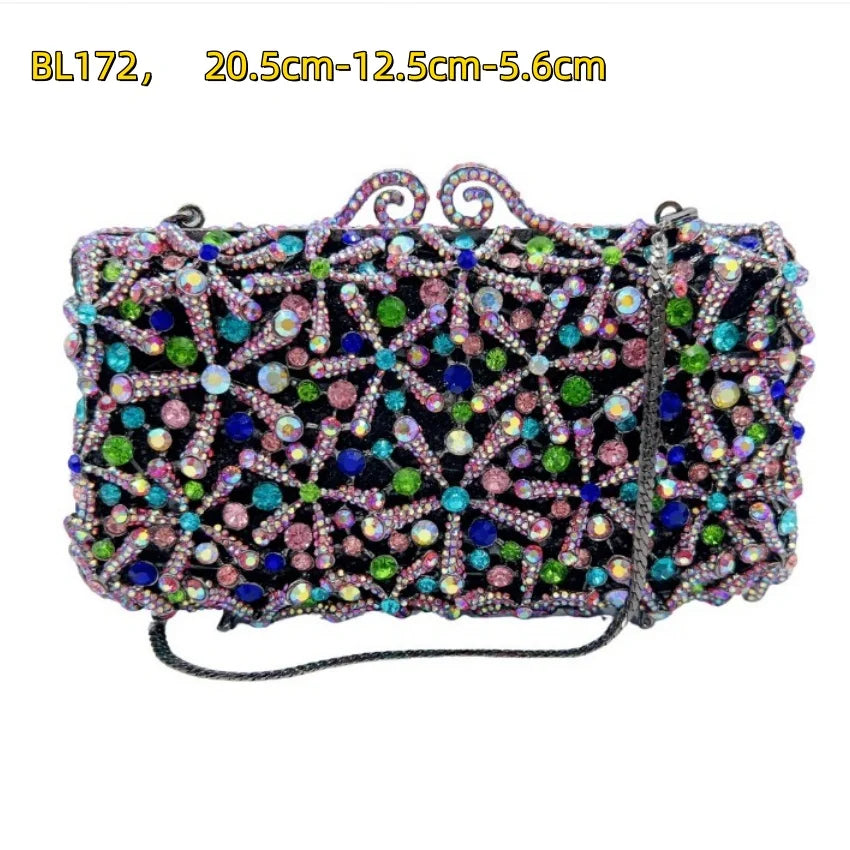 2026 Sparkly Diamond Dinner Bag Hollow Rhinestone Banquet Clutch Bag Women Evening Party Wedding Bridal Purse Rhinestone Handbag