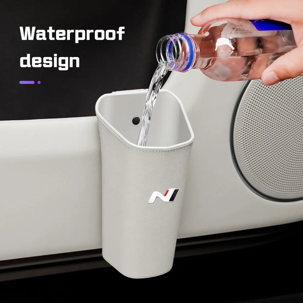 Car Seat Back Trash can For Hyundai N Line Sonata I20 Elantra Santafe Accent Tucson water cup holder Door Storage Bin Accessory