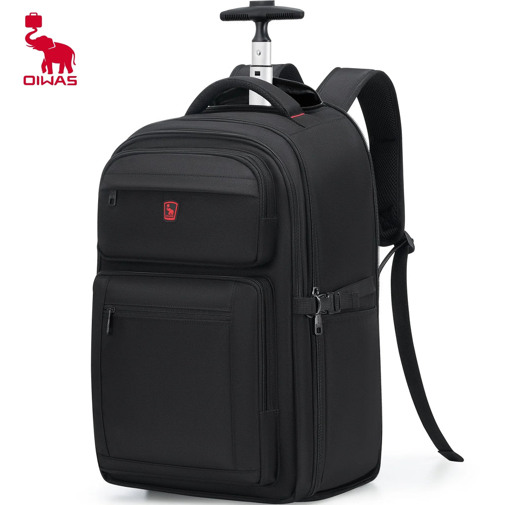 OIWAS Executive Hybrid Backpack - Transformable Roller Luggage with Telescopic Handle, Multi-Compartment Design for Men & Women
