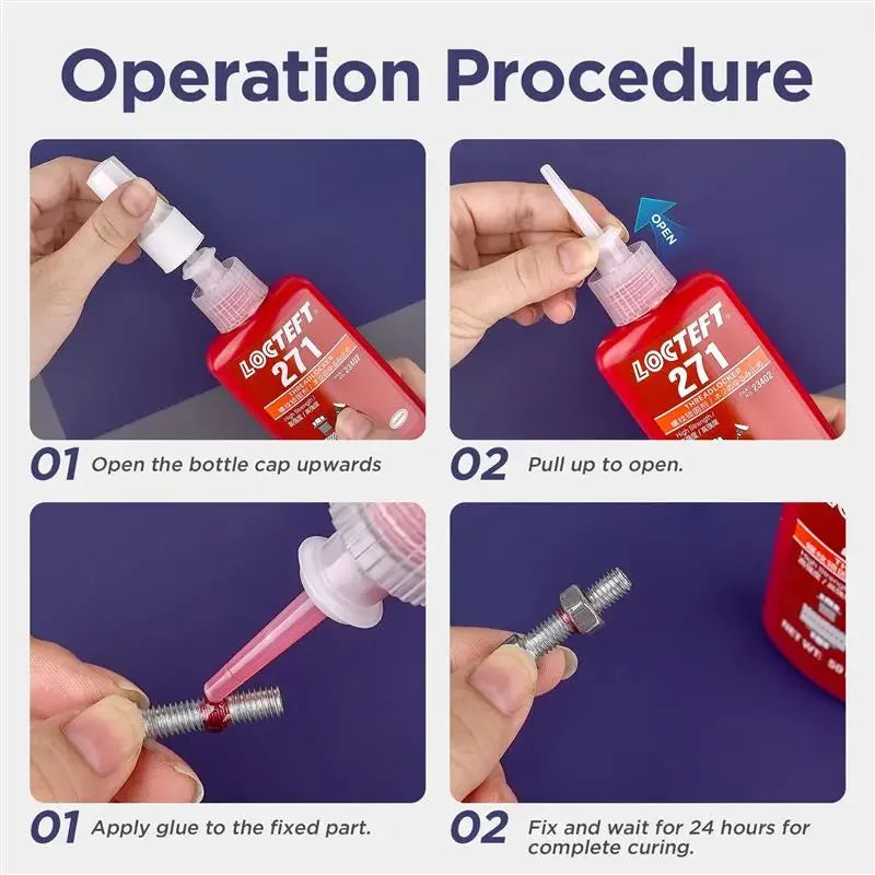 1pc 50ml Threadlocker Screw Glue Quickly Cured Thread Locking Agent Anaerobic Adhesive Corrosion-Resistant Anti-Loosening Glue