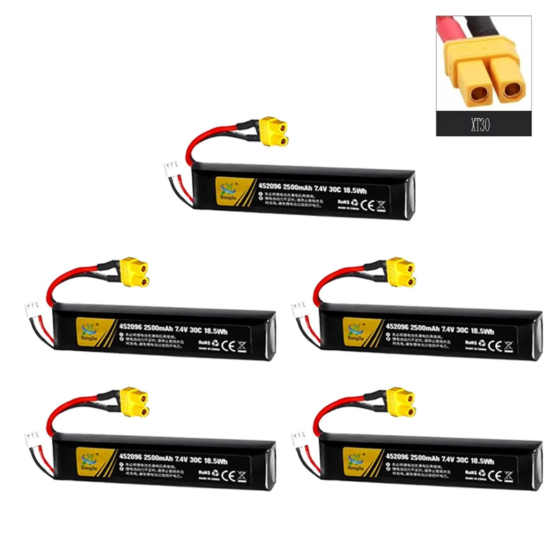 7.4V 2500mAh Lipo Battery Split Connection for Water Gun 2S 7.4V Battery for Mini Airsoft BB Air Pistol Electric Toys Guns Parts