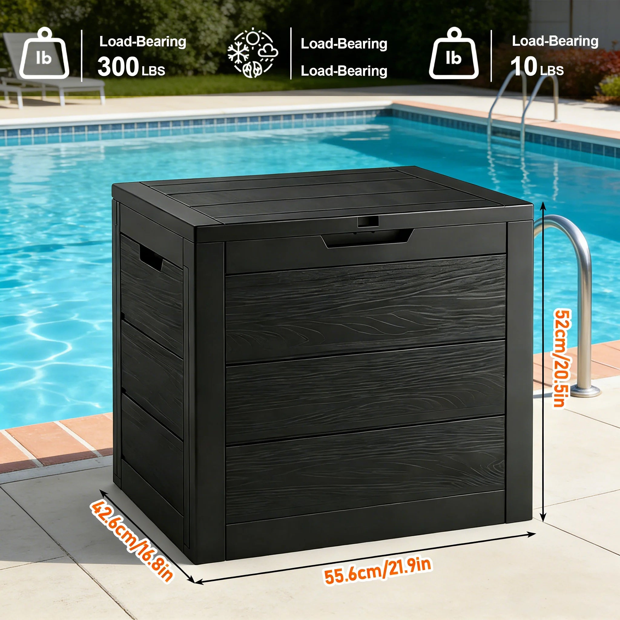 35 Gallon Large Outdoor Resin Storage Box With Lockable Lid - Heavy-Duty Deck Box For Patio Furniture Cushions, Pool Accessories
