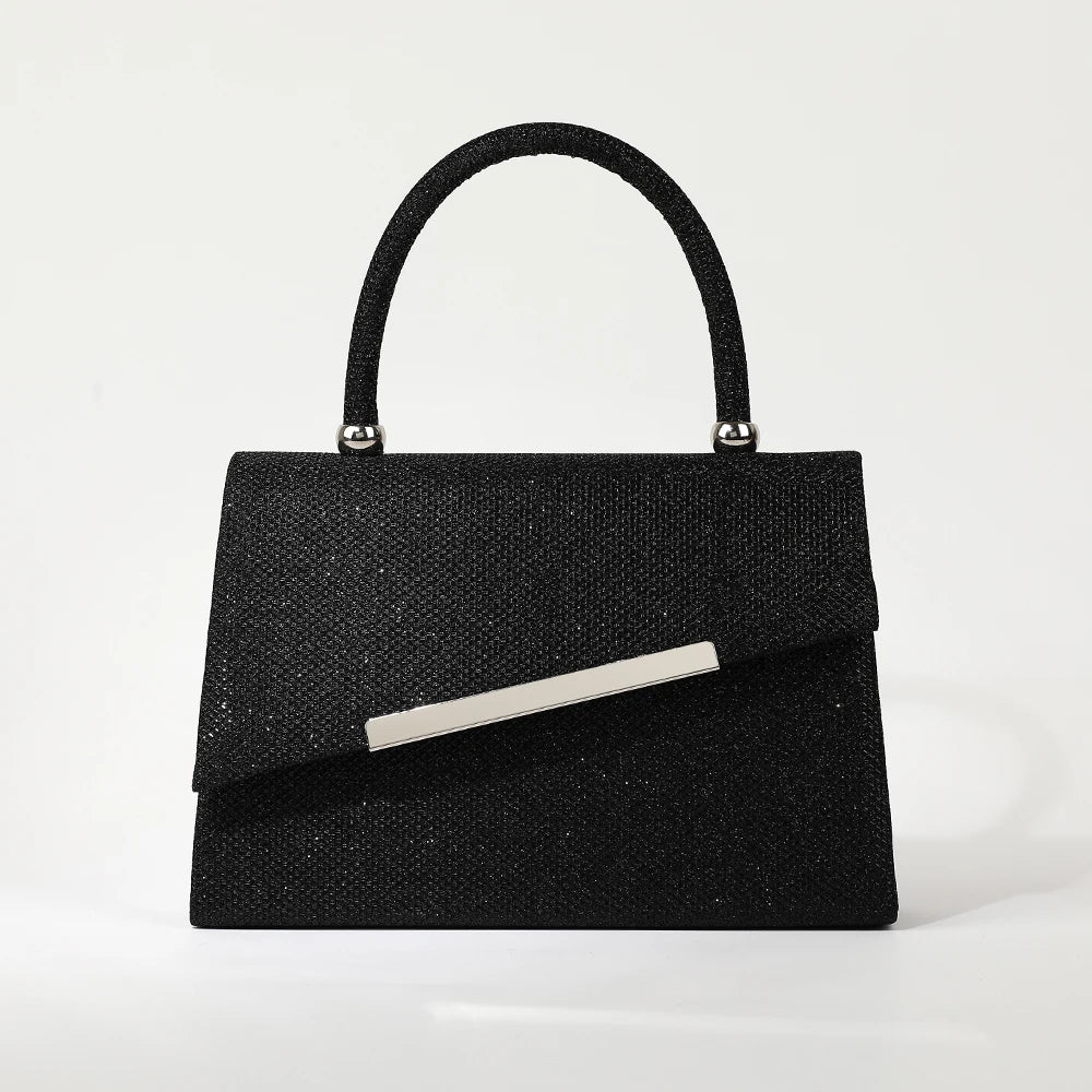 New Flash Powder Evening Bag - High-end metallic strip handbag for wedding banquet and party Bridal dress handbag for the bride