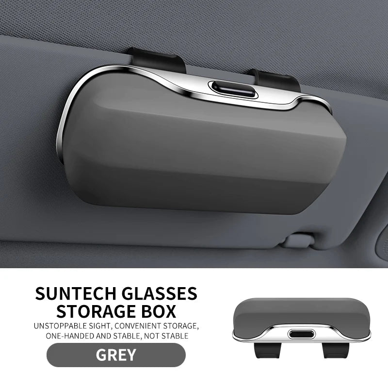 Universal Car Sunglasses Holder Clip On Sun Visor Glasses Case Anti Scratch Soft Lined ABS Box Fit All Vehicles