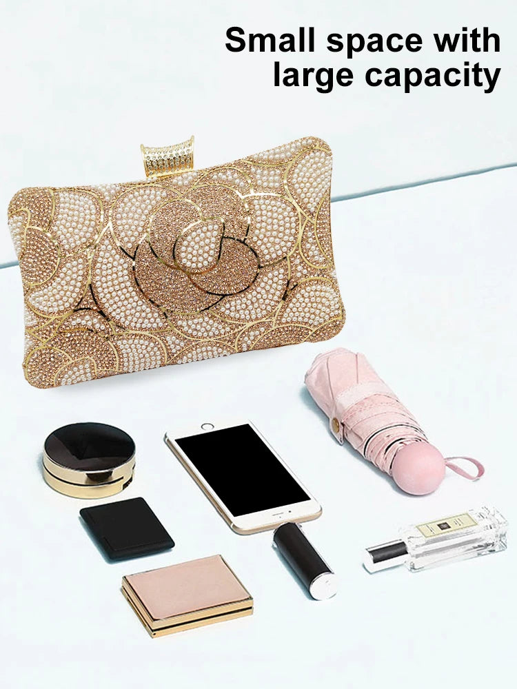 Party Banquet Glitter Handbags Fashion Elegant Crystal Bridal Wedding Clutch Bags Luxury Rhinestone Women's Evening Clutch Bag