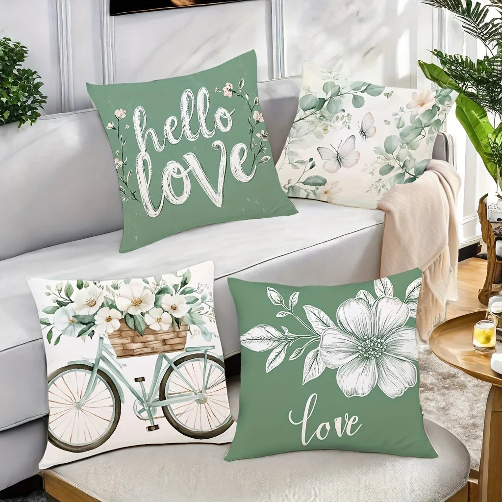 4-Piece Set These Cushion Covers Feature a Fresh and Sweet Style Combining Floral Patterns with Ext Insert Not Included
